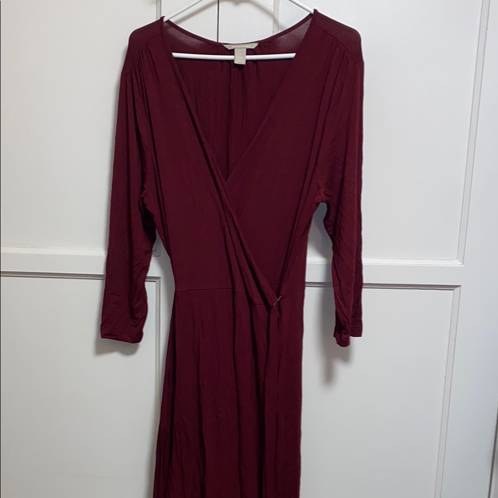 Banana Republic Burgundy Long Sleeve Dress